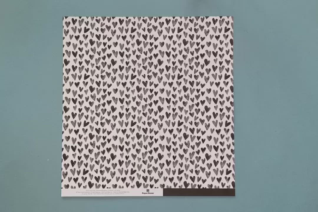 Scrapbook Paper - Black Watercolor Hearts