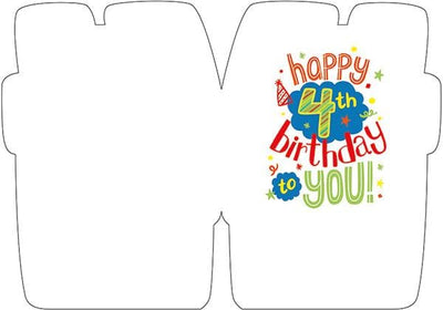 inside spread of note card featuring colorful Happy 4th Birthday sentiment on white background.