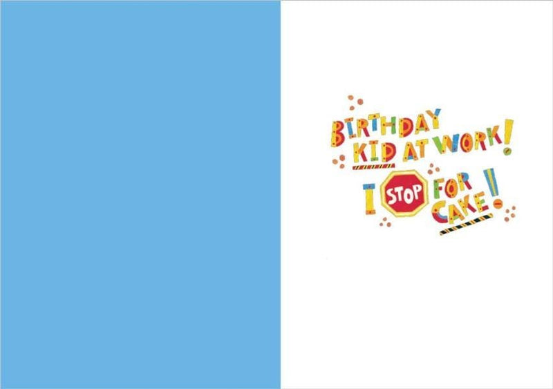 inside spread of note card featuring a colorful birthday sentiment on a blue and white background.