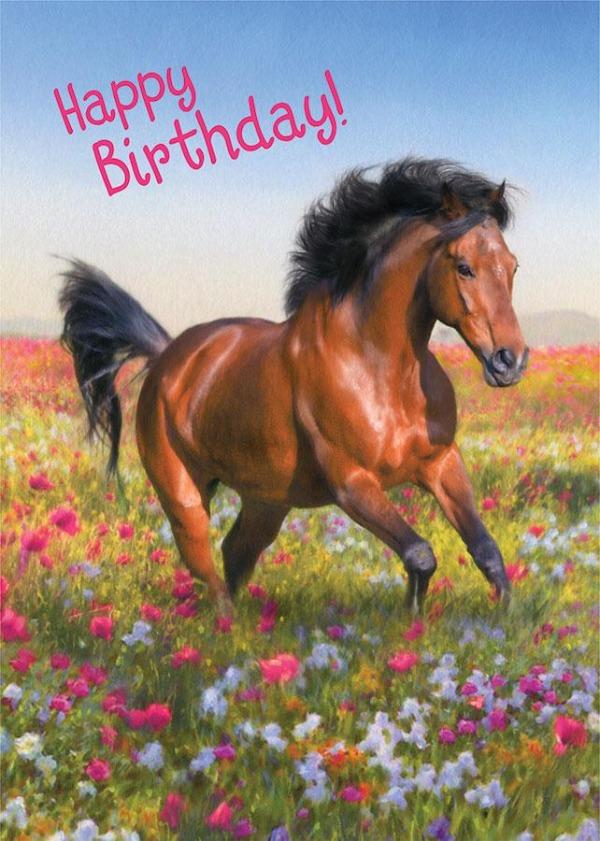 horse glitter card