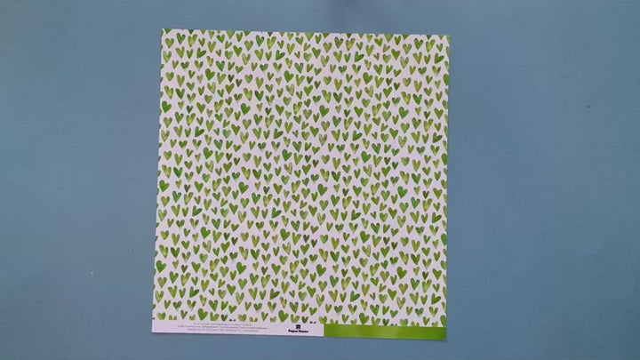 Scrapbook Paper - Green Watercolor Hearts
