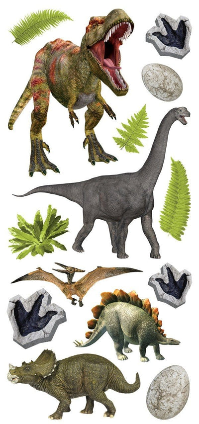 puffy stickers featuring illustrated dinosaurs on white background.