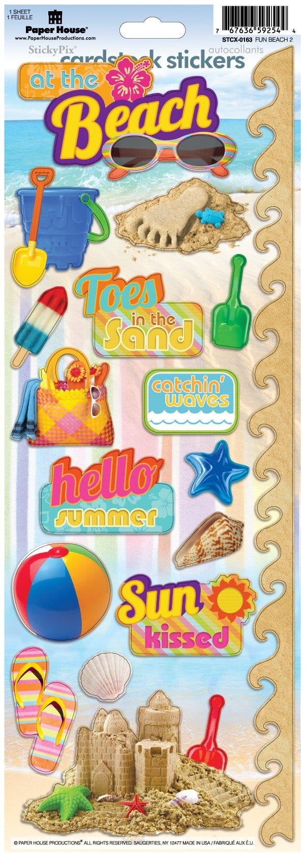 fun beach cardstock stickers