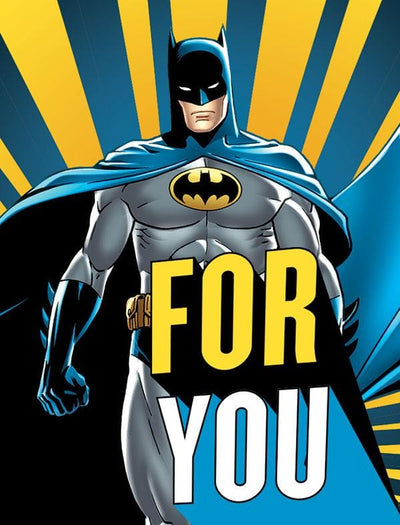 gift enclosure card featuring Batman on a blue and yellow graphic background.