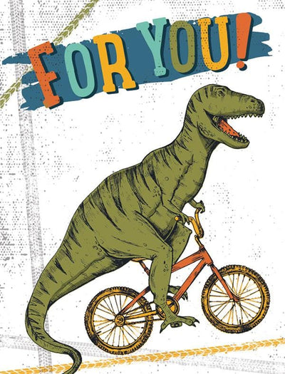 dinosaur on bike mini card