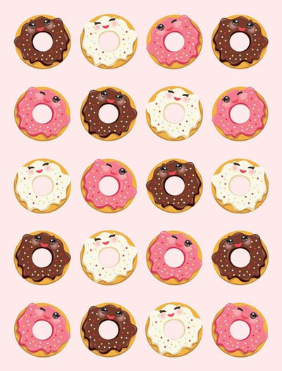 gift enclosure card featuring Kawaii donuts on light pink background.