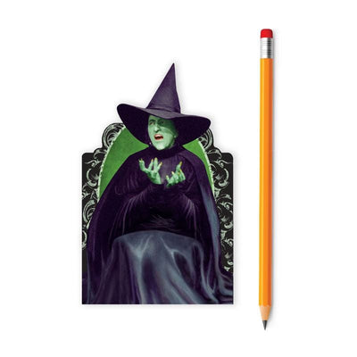 die cut mini notebook featuring The Wicked Witch of the West, shown with pencil on white background.