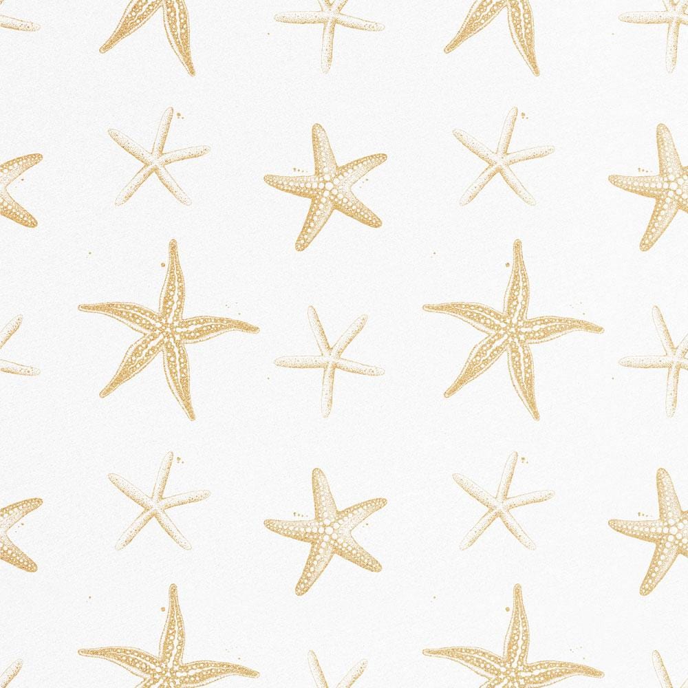 P-2173E - Scrapbook Paper - Painted Waves - Beige and cream starfish pattern on white background with repeating nautical design