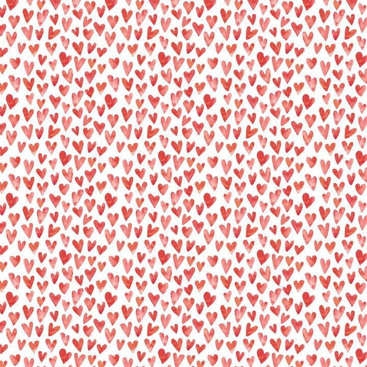 scrapbook paper image features a red heart pattern on white.