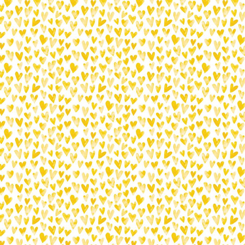 scrapbook paper image features a yellow heart pattern on white.