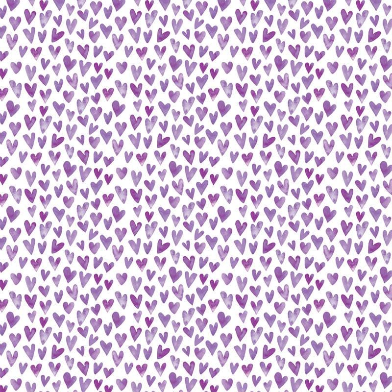 scrapbook paper image features a purple heart pattern on white.