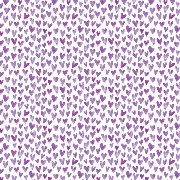 scrapbook paper image features a purple heart pattern on white.