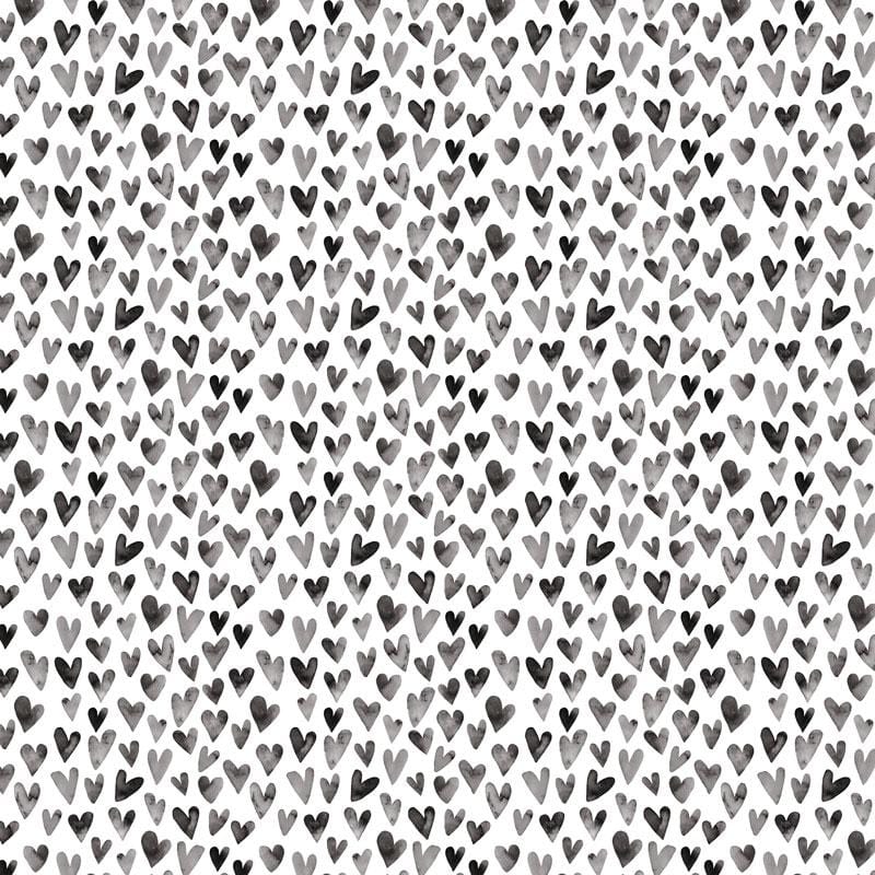 scrapbook paper image features a black heart pattern on white.