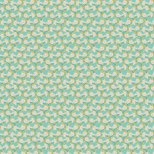 scrapbook paper featuring a mint and green floral illustrated pattern.