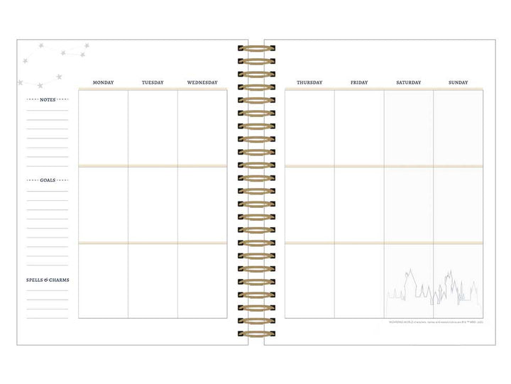 Harry Potter weekly spread shown open on white background.