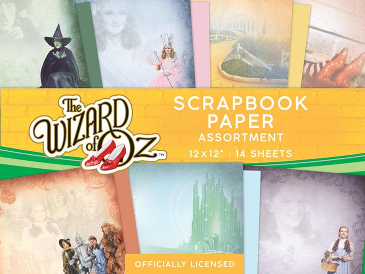 PSET-0007E - Scrapbook Paper Set - Wizard of Oz - Officially licensed scrapbook paper assortment featuring Wizard of Oz characters and scenes in 14 sheets of 12x12" paper