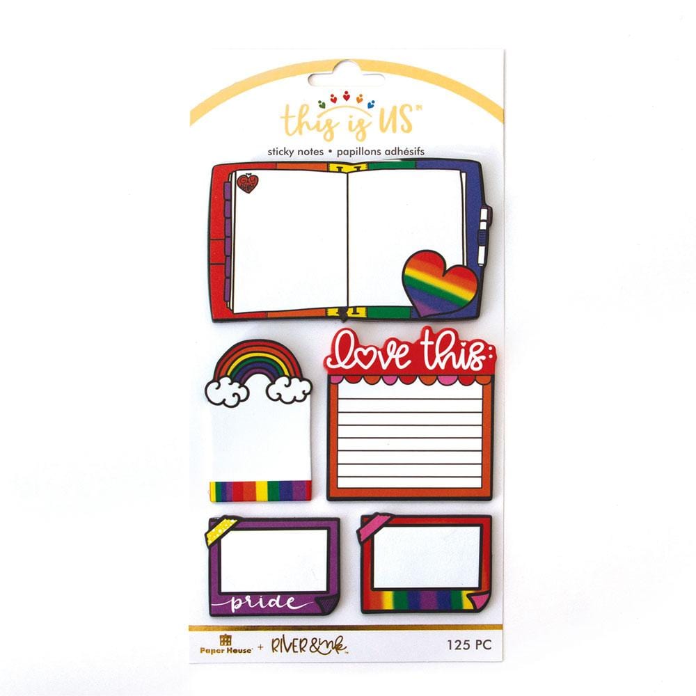 SNP-5504E - Sticky Notes - Love Is Love - Rainbow-themed sticky notes featuring pride hearts, clouds, and "love this" text in colorful designs