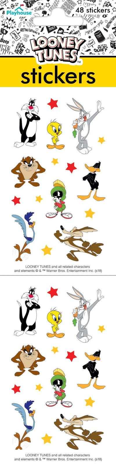 stickers featuring looney tunes characters, shown in package.