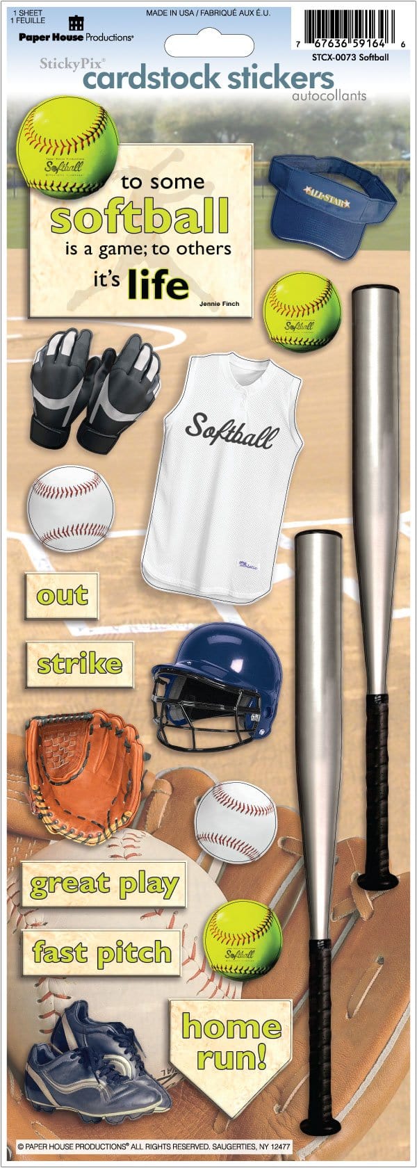 Scrapbook Stickers - Softball