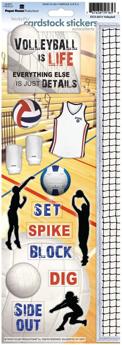 Volleyball Cardstock Stickers