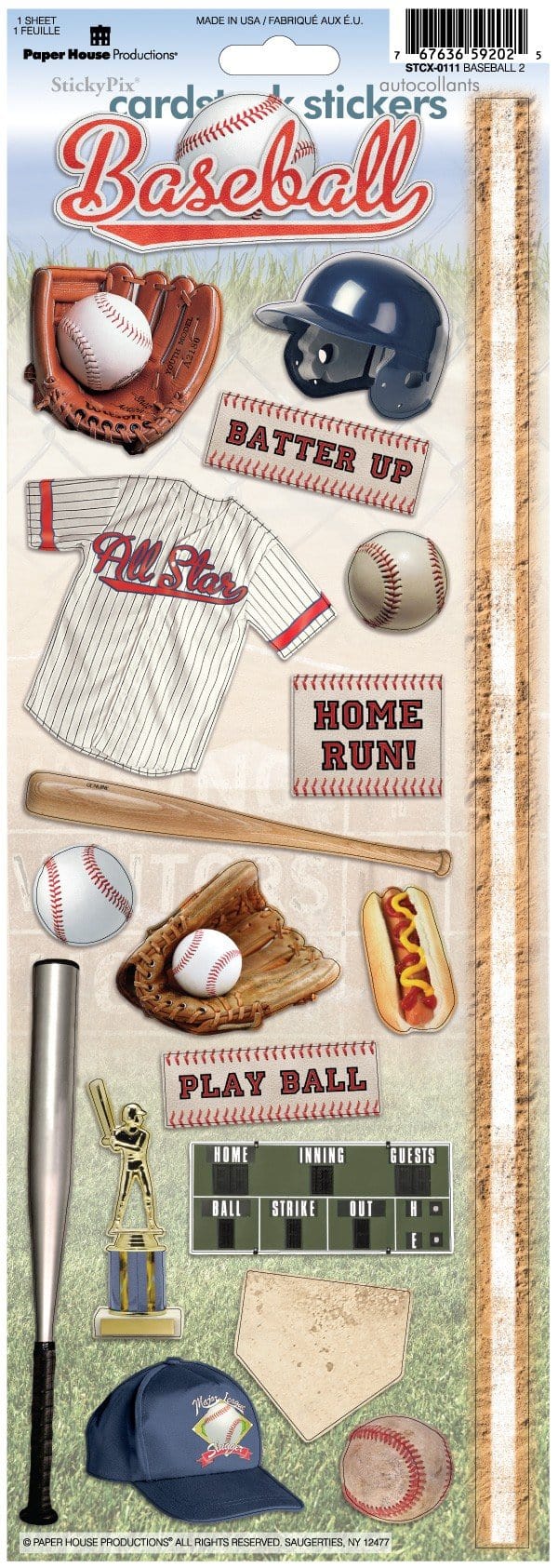 baseball cardstock stickers