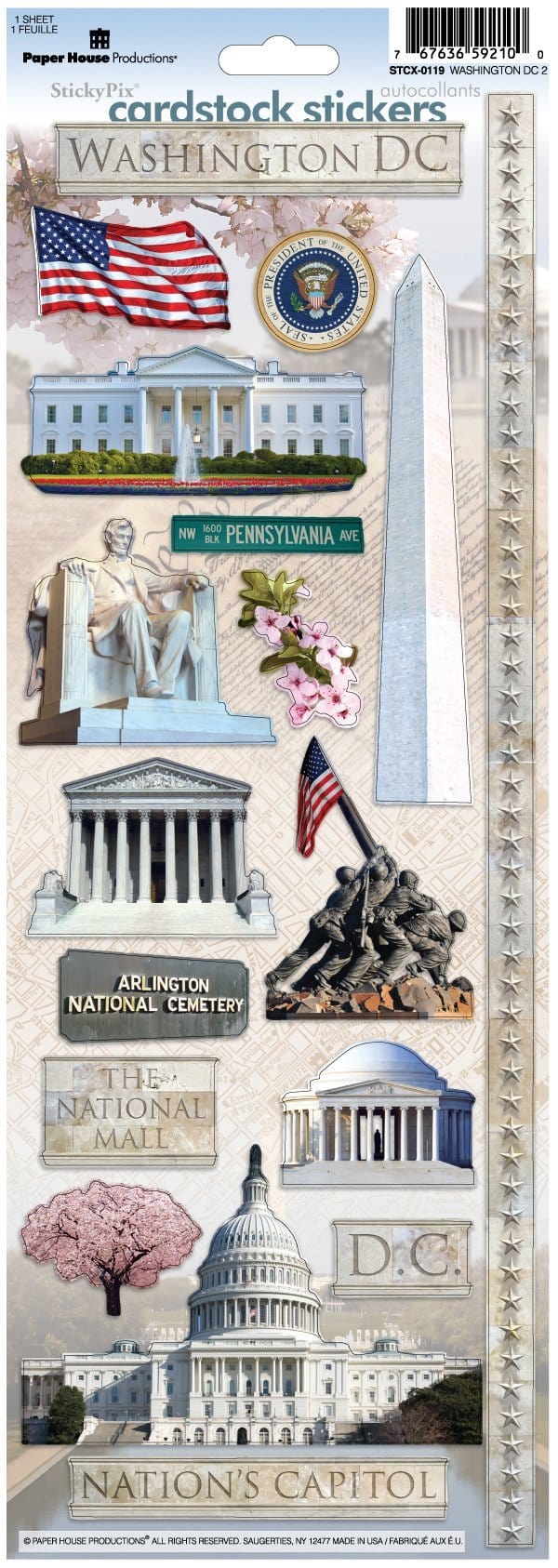Washington DC Cardstock Stickers
