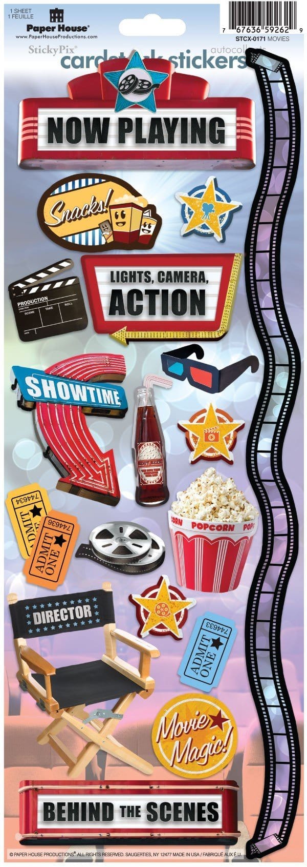 Scrapbook Stickers - Movie Night – Paper House Productions