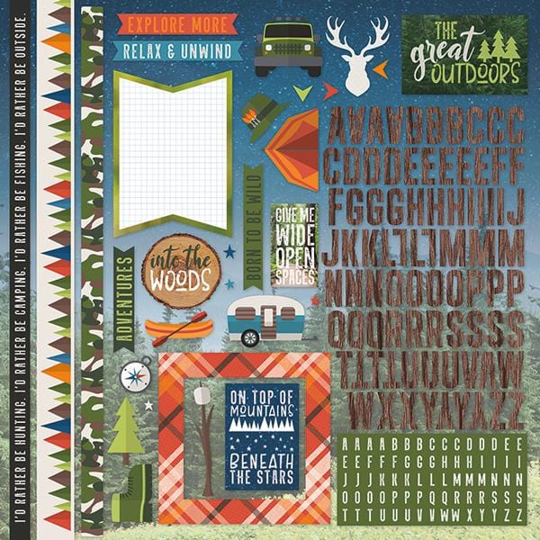 great outdoors 12" cardstock stickers