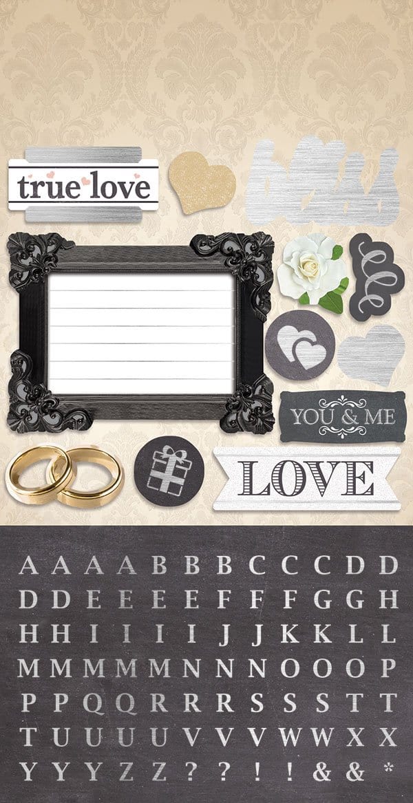 Scrapbook Stickers - Wedding Marriage Silver - The Paper Studio Retired NEW  #34
