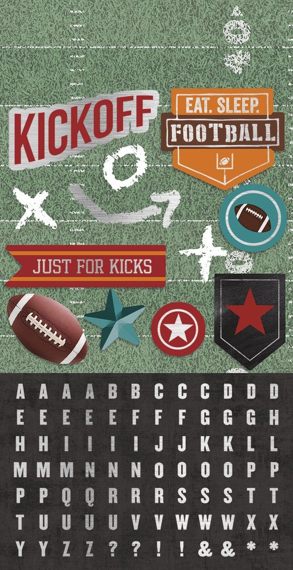 football cardstock sticker multipack 