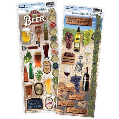 beer & wine cardstock sticker value pack