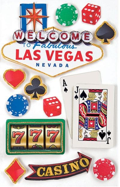 3D scrapbook sticker featuring Las Vegas themed imagery