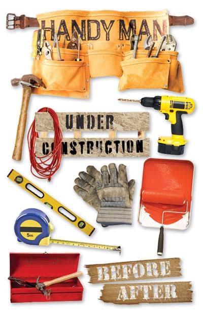 3D scrapbook stickers featuring handyman tools