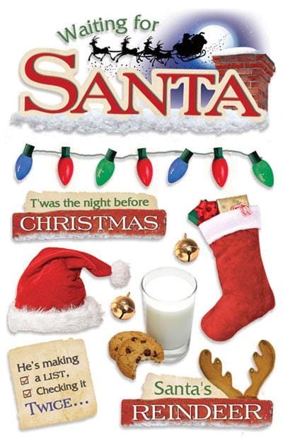 3D scrapbook stickers featuring a christmas and santa theme