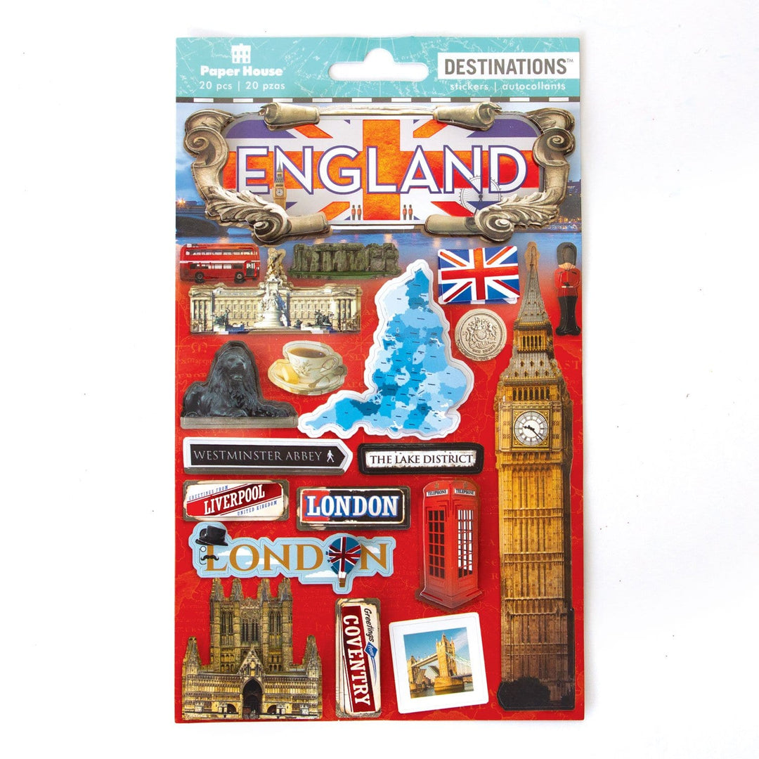 One England Sticker Collection Scrapbook Stickers - 3D England Stickers – Paper House Productions