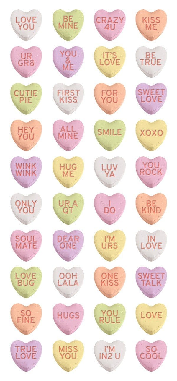 STP-0028E - Puffy Stickers - Valentines - Colorful puffy heart stickers with Valentine&