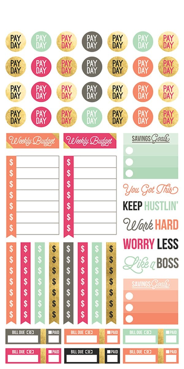 budget planner stickers