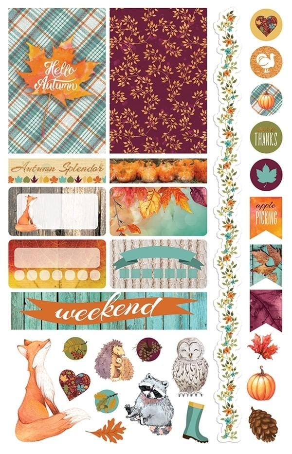 planner stickers featuring autumn woods 