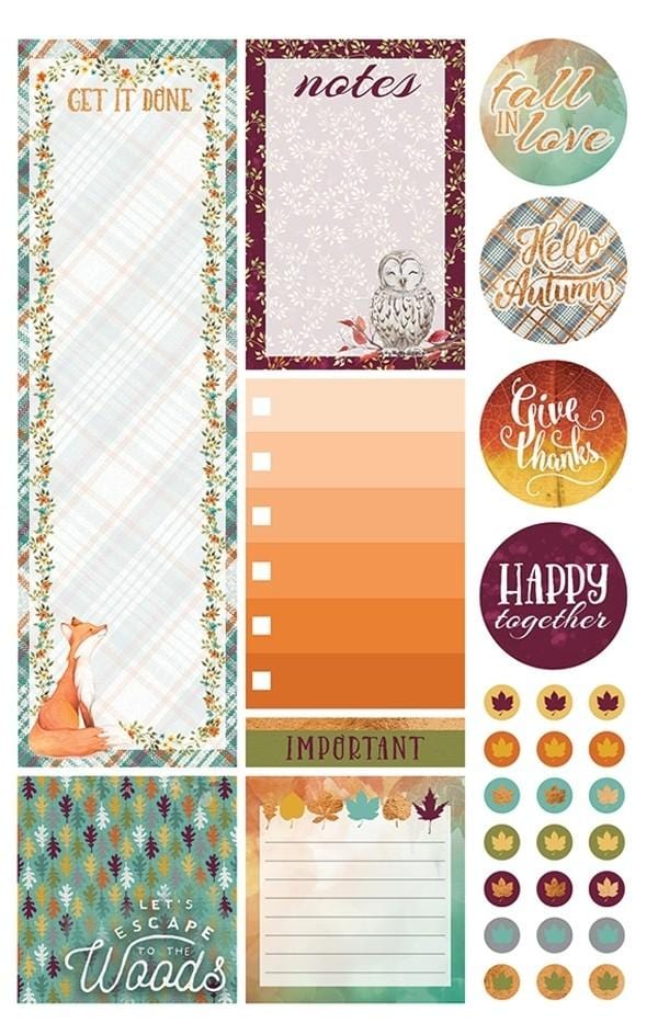 planner stickers featuring autumn woods 