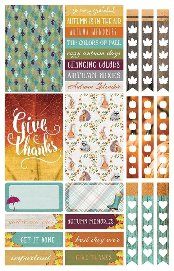 planner stickers featuring autumn woods