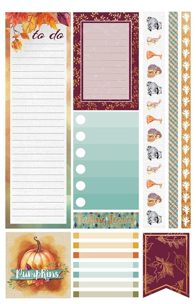 planner stickers featuring autumn woods