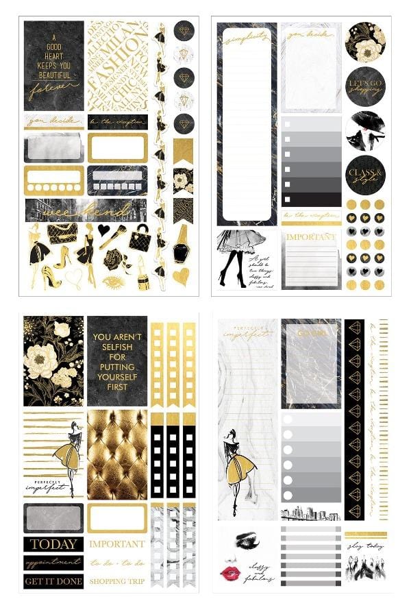 four sheets of fifth avenue planner stickers