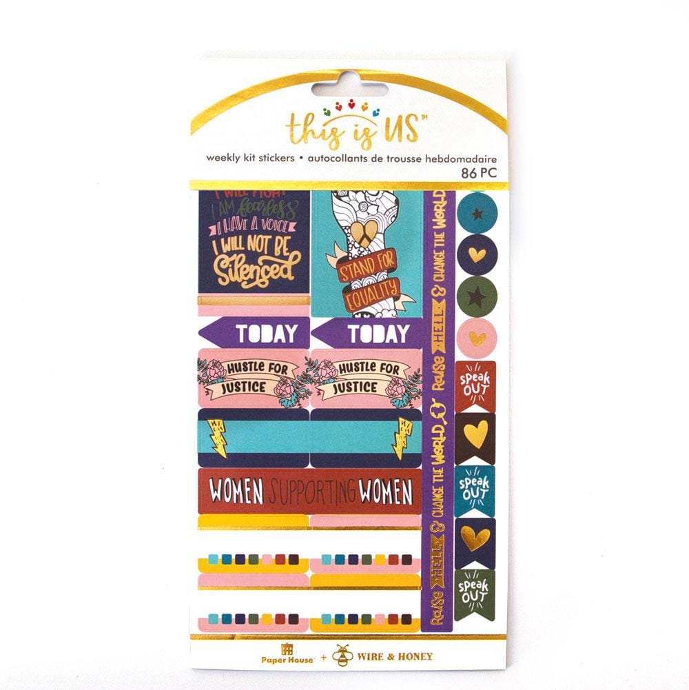 planner stickers featuring women's equality are shown in package