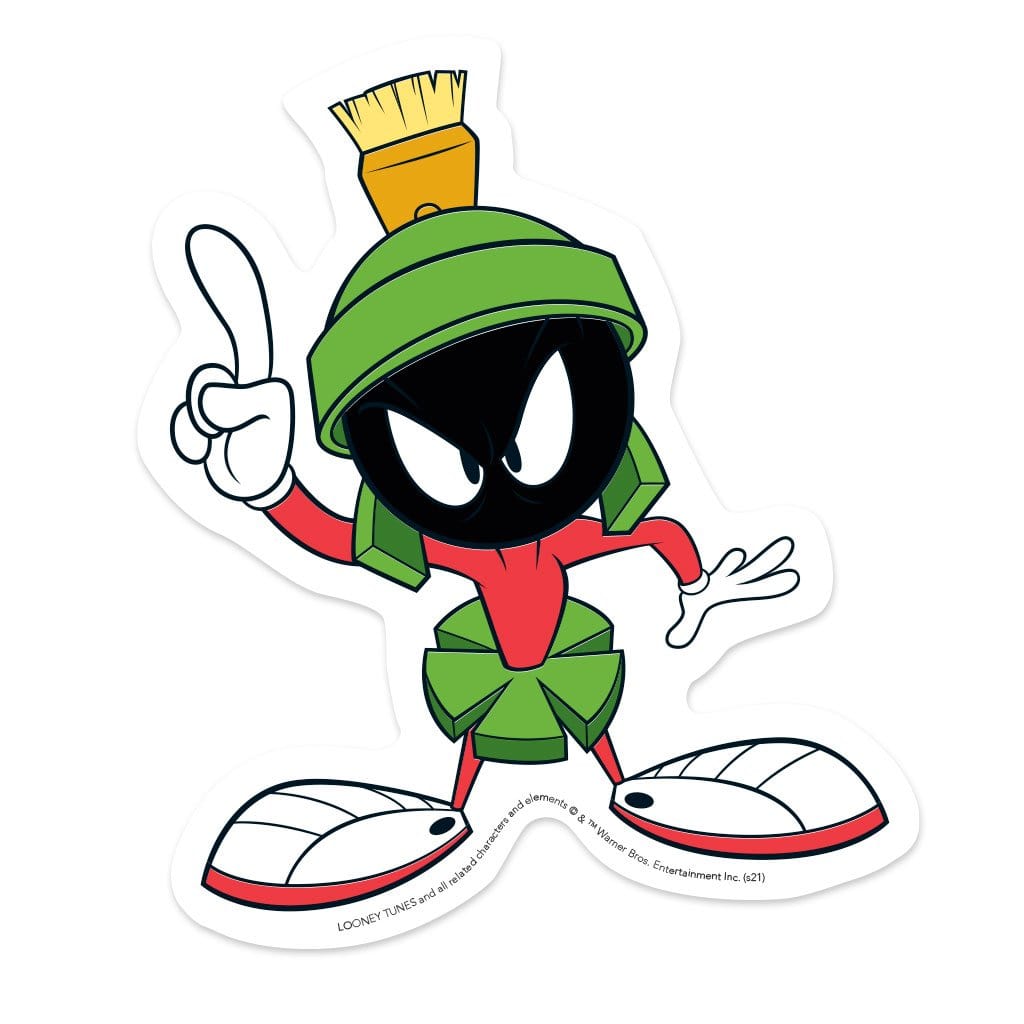 vinyl laptop sticker featuring a diecut Marvin the Martian illustration.