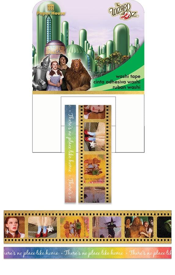 STWA-0021E - Washi Tape Set - Wizard of Oz - Washi tape set featuring Emerald City skyline, film strip scenes, and "There&