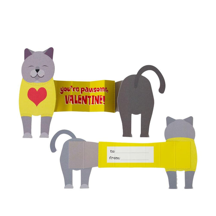 VPL-7015E - Valentine Cards Set - Super Stretch Pets - Three gray cats wearing yellow bands with text "you&
